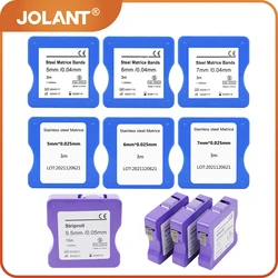 JOLANT-Bandas de matriz de acero inoxidable Dental, tiras de matriz de acero elástico Dental, 5mm/6mm/7mm de ancho, 0.025mm/0,04mm de espesor, 1 rollo