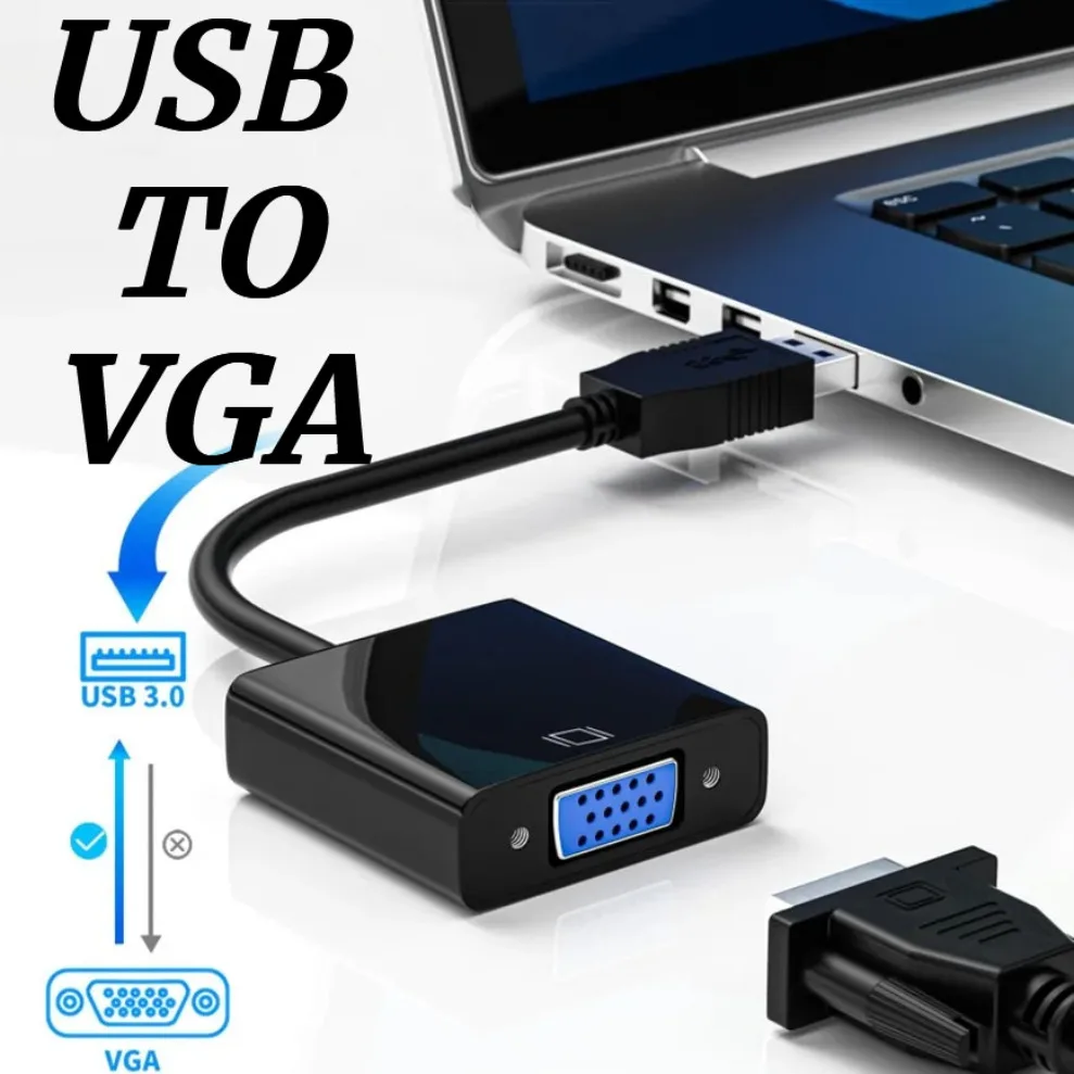 USB zu VGA Adapter USB 3.0/2.0 zu VGA Konverter 1080P Multi-Display Videokabel für Laptop Desktop PC zu Monitoren Projektor TV