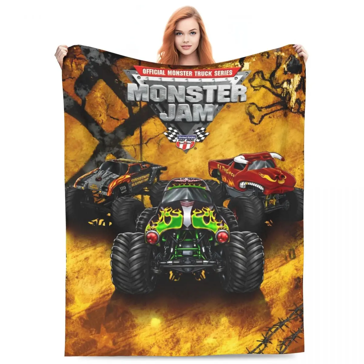 Monster Jam Grave Digger Truck Flannel Throw Blankets Blanket for Bedding Outdoor Soft Bed Rug