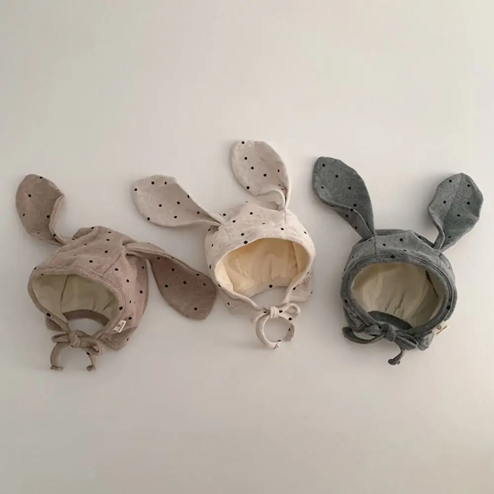 

Корейская милая детская шапка плода в горошек с мультяшными кроличьими ушками для новорожденных, шапка-бини, милая мягкая шапка для младенцев, шапка для малышей