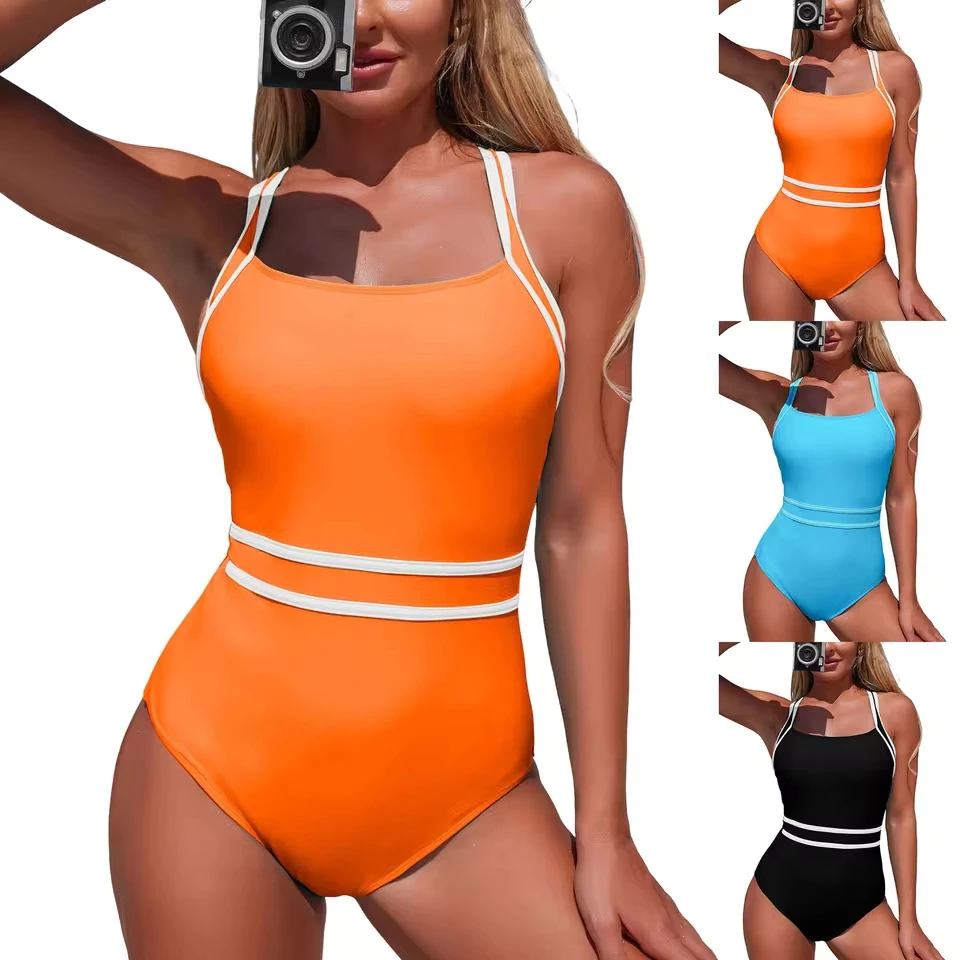 

Women 1 Piece Swimsuit Lady Girls Color Block Print Bathing Suits Athletic Swimwear Costume Padded Swimsuit Women'S Swimsuit