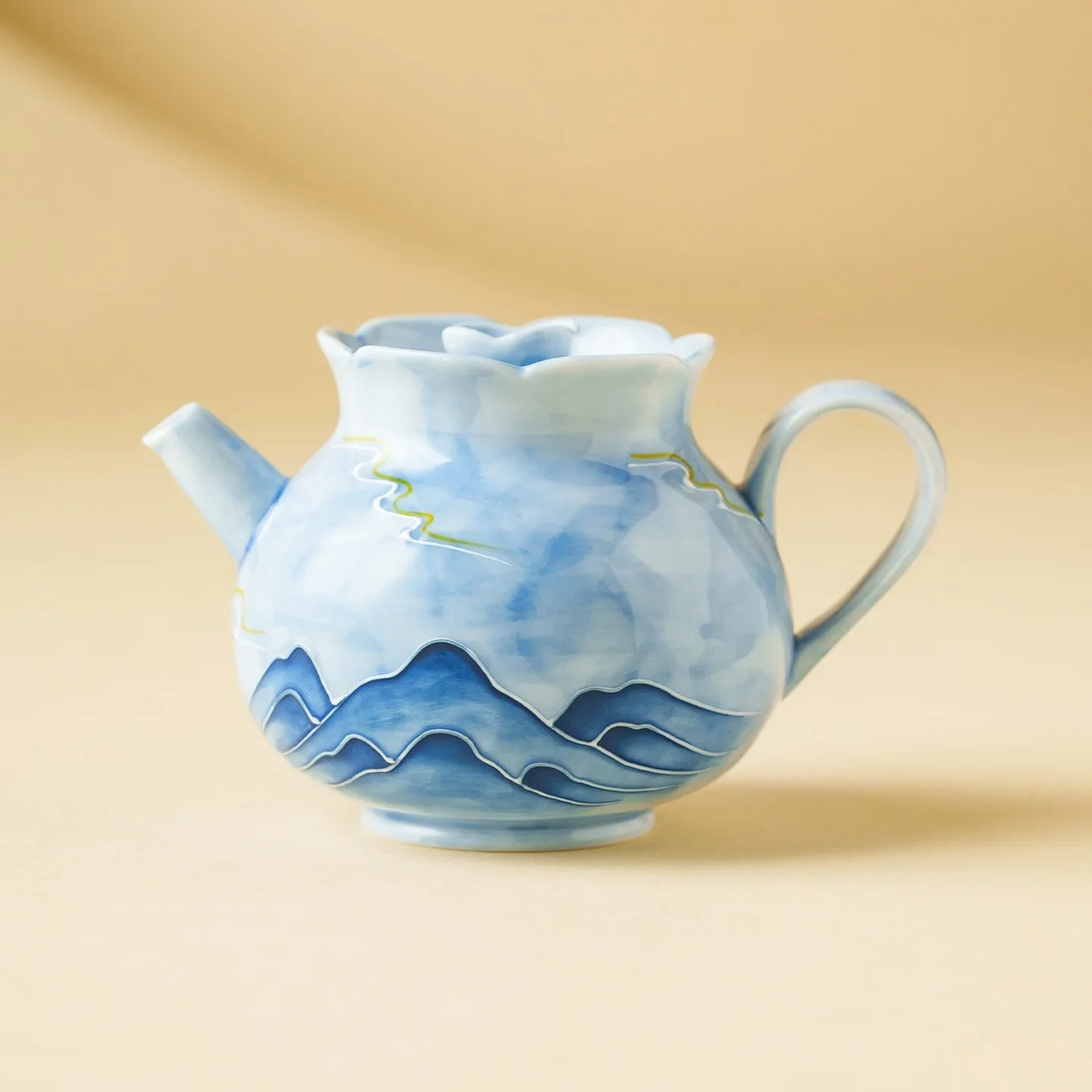 Stacked Blue Cangyunqi Ceramic Small Teapot Cover Bowl To Make Tea Household TeaSet for One Person with Filter Kettle Master Cup