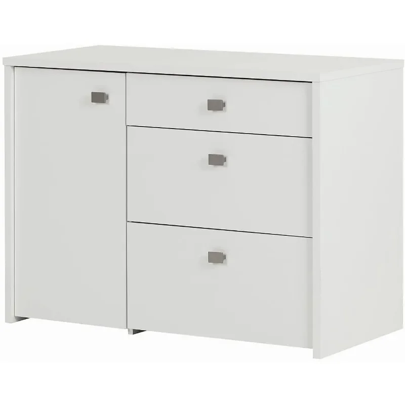 1-Door Office Storage Unit with File Drawer, Pure White