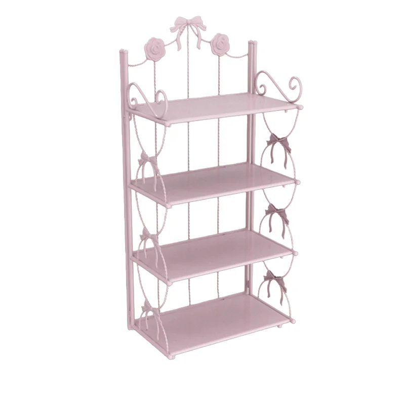

* 3-Tier Metal Shelves Living Room Storage Pink Rack Iron Desktop Storage Shelf for Sale