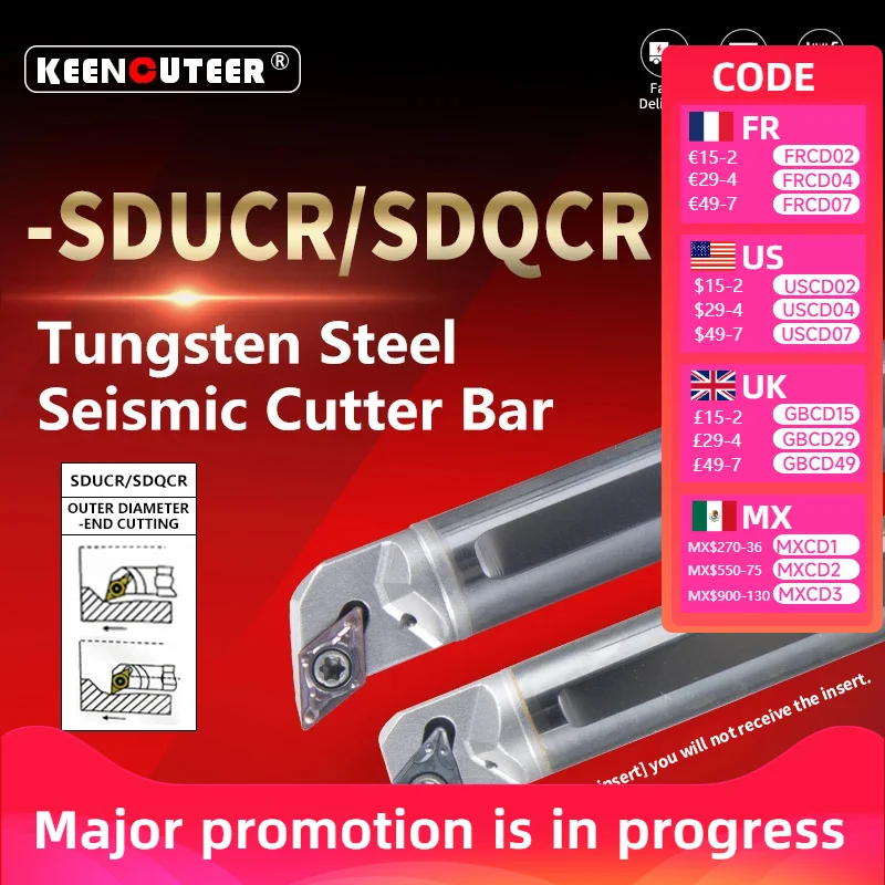 

C10K/C12M/C16Q--SDQCR/SDUCR инструмент для внутренней обточки SDQCR/SDUCR режущий стержень CNC вольфрамовый стальной ударопрочный токарный станок