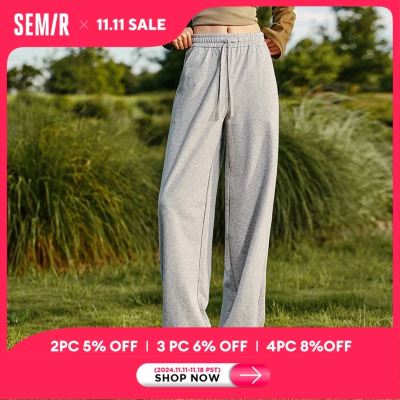 Semir Casual Pants Women Cover Flesh Spodnie z szerokimi nogawkami Prosty temperament Leniwy styl Jednolity kolor Wszechstronne długie spodnie