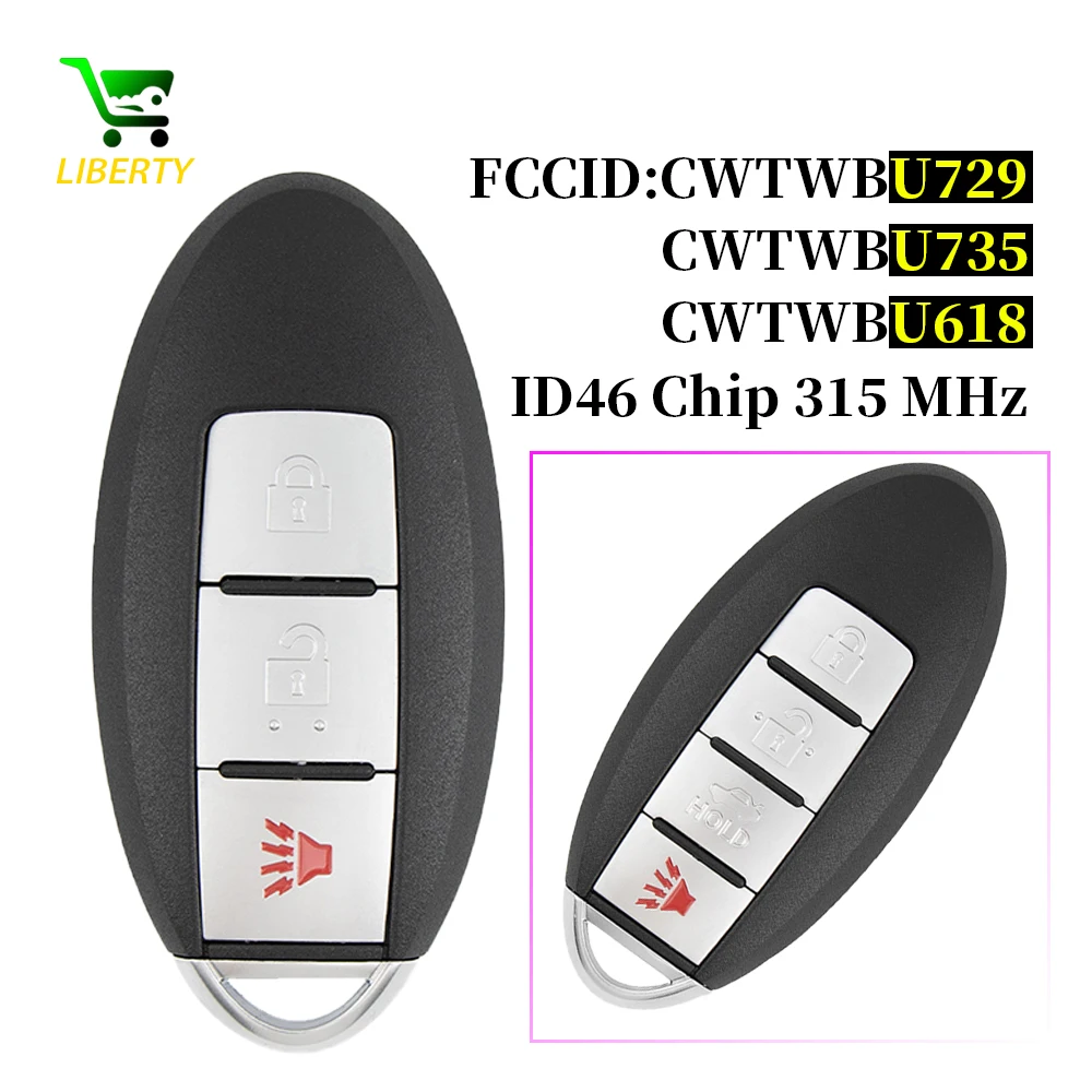 

Liberty Car Remote Control Key for Nisan Tiida Qashqai Altima Maxima Sentra Teana Xtrail ID46 315MHz CWTWBU729/U735 Smart Card