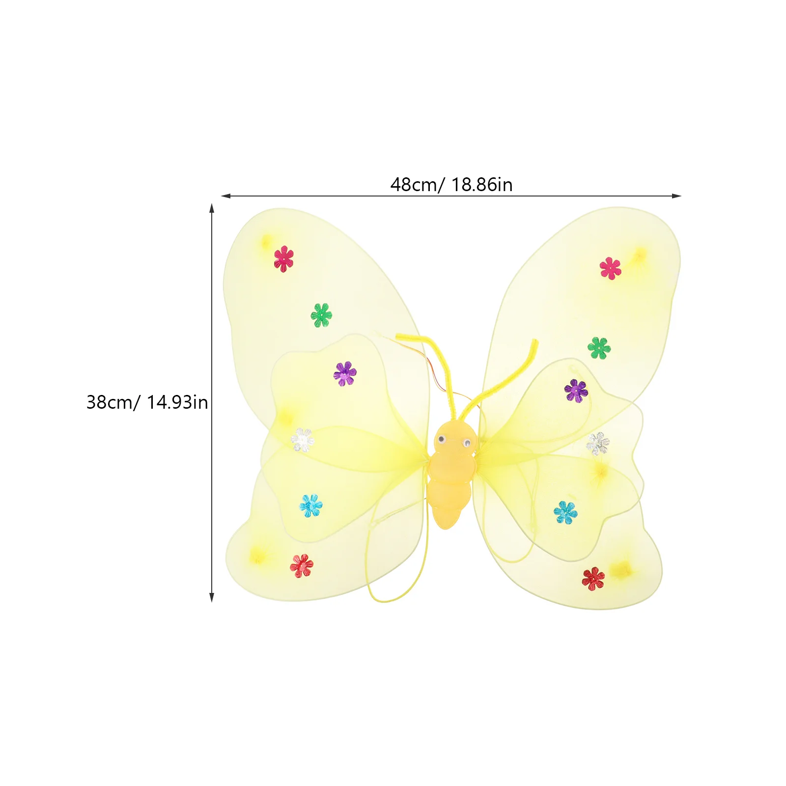 Set di costumi cosplay a doppio strato da 3 pezzi per ragazze, compleanno, danza, Halloween, adorabile accessorio per ali glitterate con bastoncini da fata