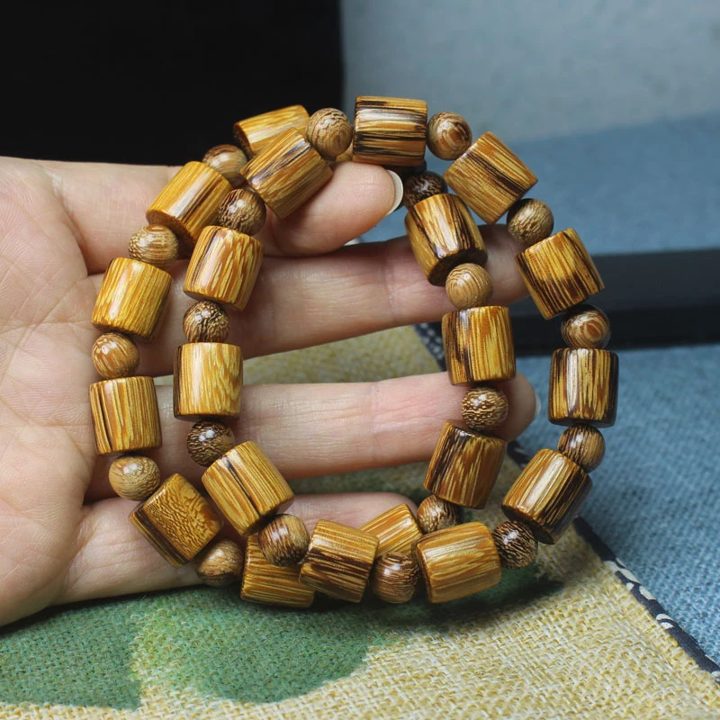 Live stream product: Indonesian agarwood 12mm barrel bead bracelet with spacer beads, unisex Buddhist beads