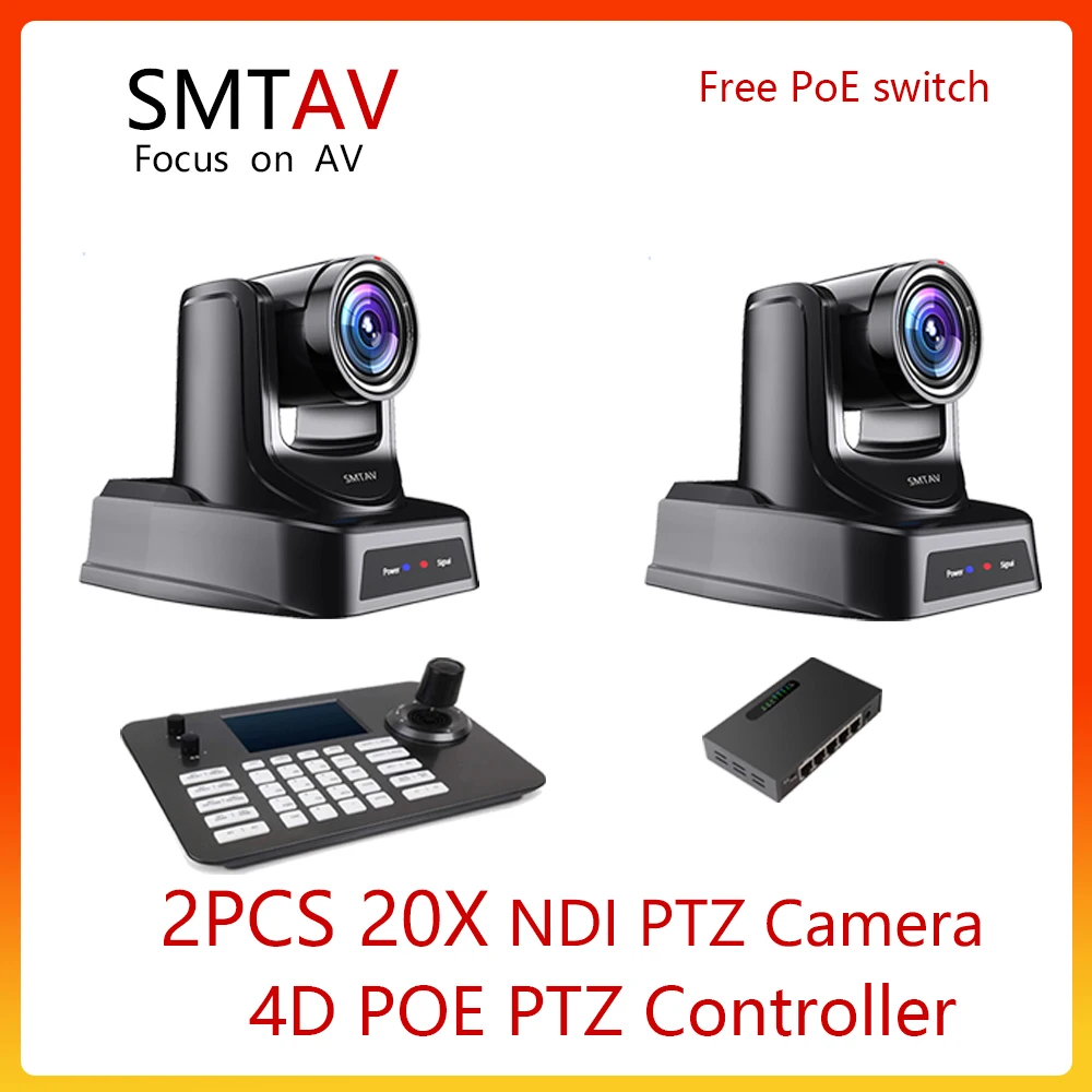 Gratis Verzending Smtav 2Pcs Ndi Poe Sdi Ptz Streaming Camera 20X Optische + 16X Digitale Zoom,4D Joystick Ptz Controller Groep Sales