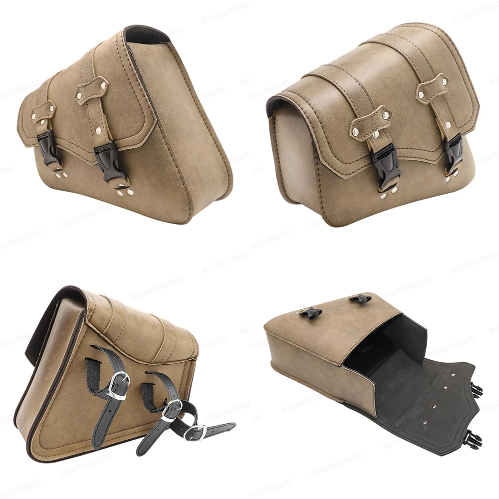 Motorcycle Saddlebags Side Tool Bag PU Leather Luggage Saddle Bag Fit For Harley Sportster XL 883 Hugger Sportster Universal