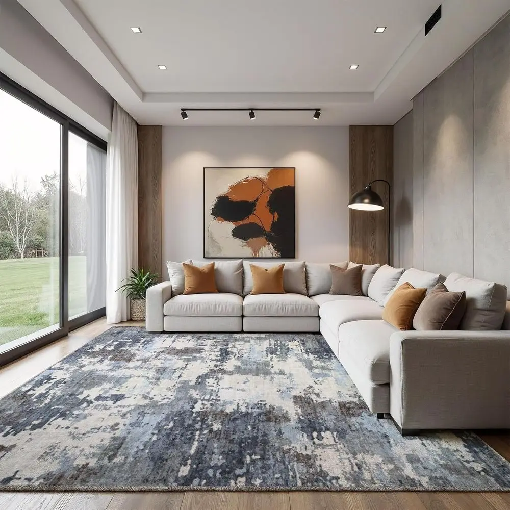 

5x7 Washable Abstract Area Rugs - Non-Slip, Stain Resistant for Living Room, Bedroom, Dining Room, Home Office, Playroom, Kid's