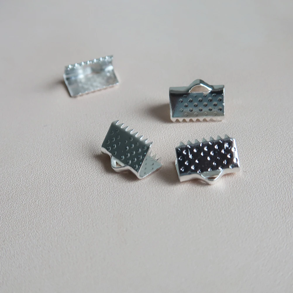 

100pcs Gold Ribbon Fasteners Necklace Cord Clips Self Adhesive Mazi Buckles Metal Ends Plated Crimps Jewellery Accessories