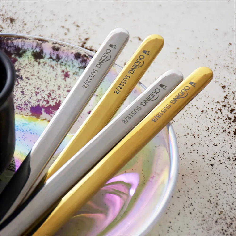 10pcs  304 Stainless Steel Stirring Spoon Cocktail Stirrer Coffee Stirring Spoon Milk Tea Cold Drink Bar Dinning Room Home