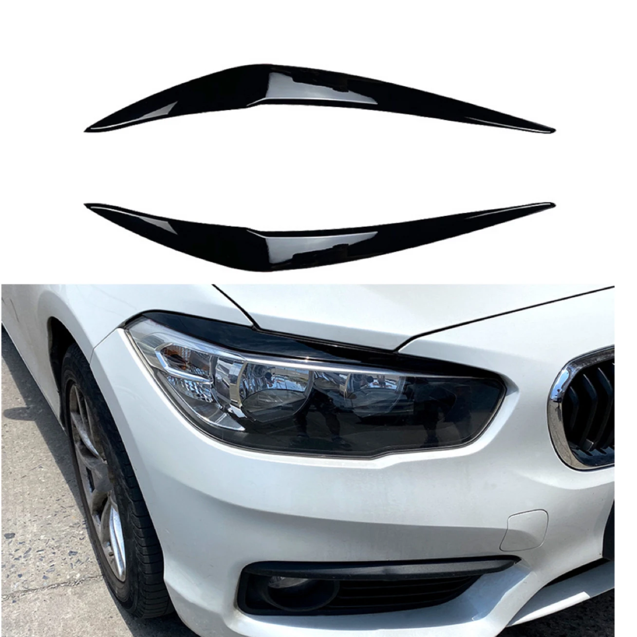 

2Pcs Car Front Headlight Eyebrow Eyelid Cover Accessories For BMW 1 Series F20 Late 118i 120i 2015 2016 2017 2018 2019