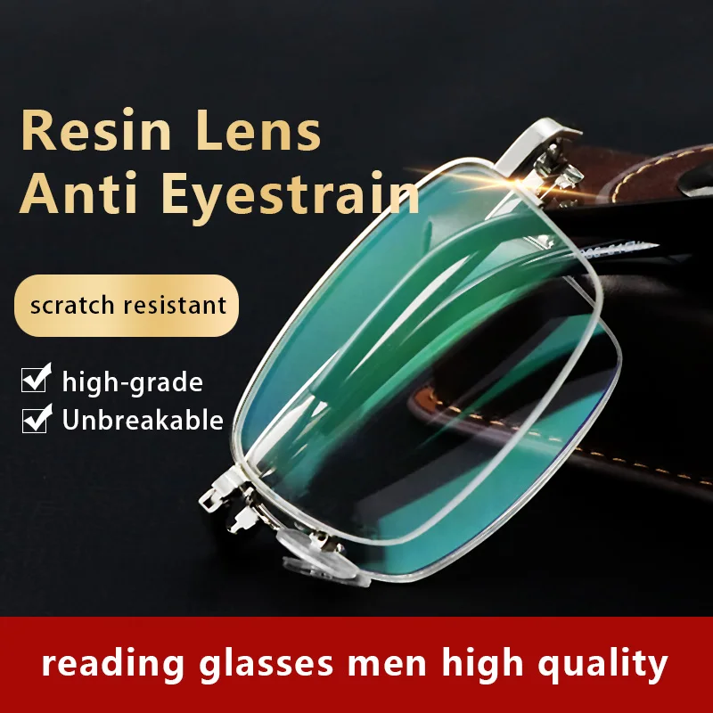 Photochromic Multifocal Folding Reading Glasses for Men,foldable Presbyopia Eyeglasses Portable Pocket Readers