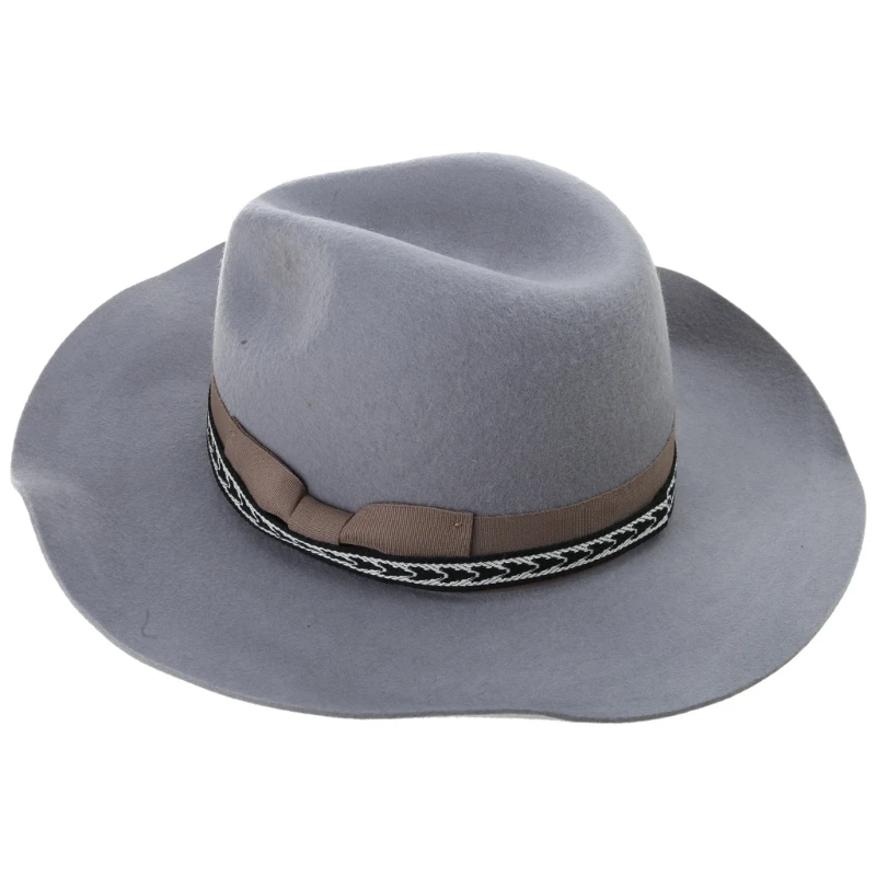 Wool Stylish Wool Western Wide Brimmed Hat for Women Men Photo Props Western Wool for Men Women Unisex Wear K3KF