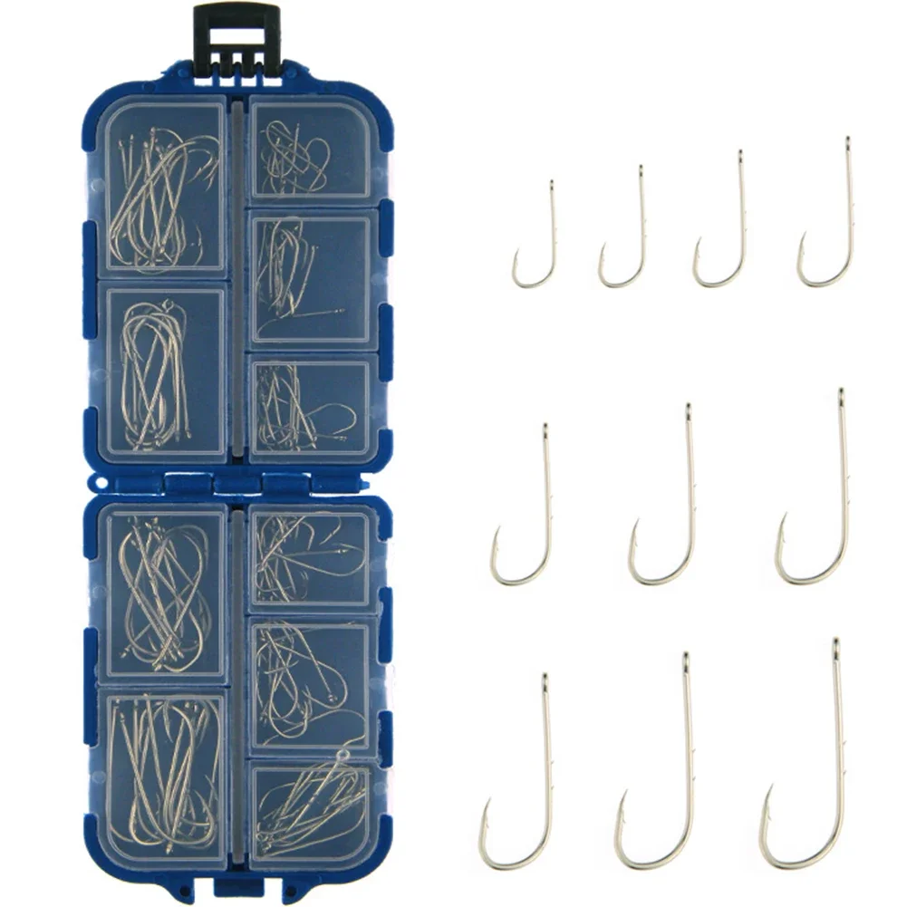 100 Pcs Fishing Hook Set Tool Accessories 100 Pcs Carbon Steel Fishing Hook Set Fishing Tackle Metal High Quality