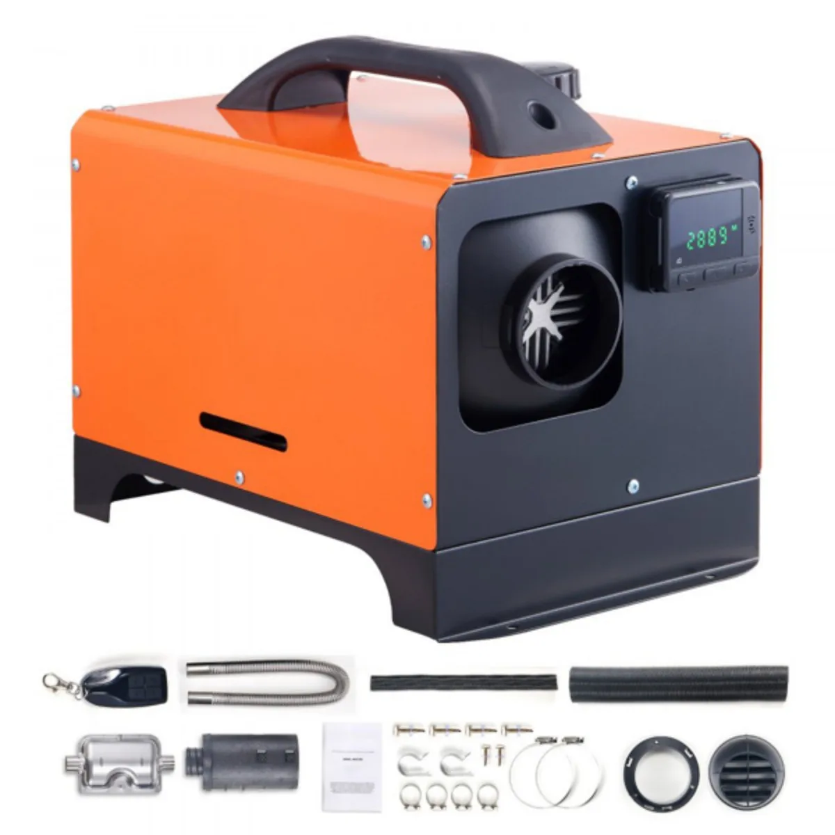 12V 8KW Diesel Air Heater with LCD Remote Control, All-in-One Heating Solution for Cars, RVs, and Indoor Spaces Orange