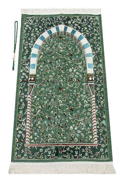 

Masjid prophetic Ravza Patterned Chenille Prayer Rug Green Sheet of Muslim Islamic Prayer Mat Holy Quraan Islamic Mats