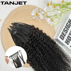 Afro Kinky Curly 8D Nano Rings Hair Extensions Real Human Hair Black Women 12''-26'' Natural Curly Hair Weaving Micro Ring Hair