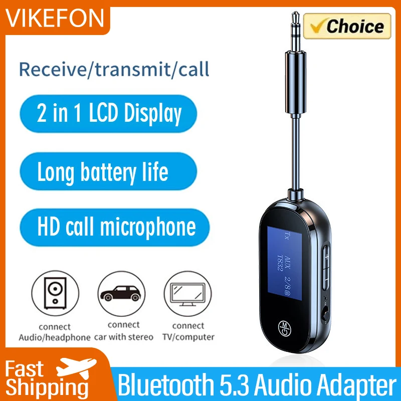 Передатчик VIKEFON 2 в 1 с поддержкой Bluetooth 5,3 и штекером 3,5 мм