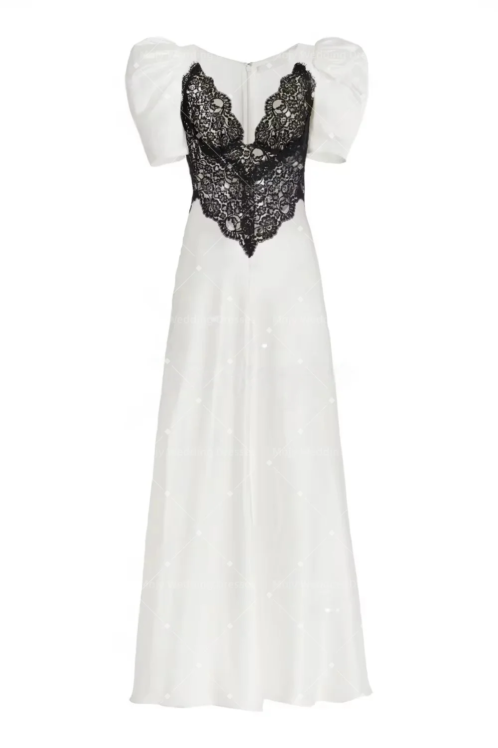 Mojy 2026 lvory платье на годик Lace V Neck Short Puff Sleeves Prom Gowns Franch Simple Dress For Formal Occasion