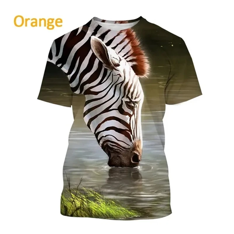 Zebra Animal 3D Printing Breathable Short Sleeve T Shirt Men\'s Prairie Horse Hip-Hop Style Streetwear Top Streak Zebra T-shirts