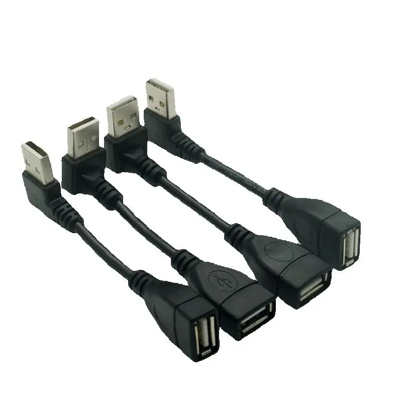 USB 2.0 A Stecker auf Buchse 90er abgewinkelter Verlängerungsadapter Kurzes Kabel USB2.0 M/F rechts/links/unten/oben Schwarzes Kabel 0,1 m-1 m