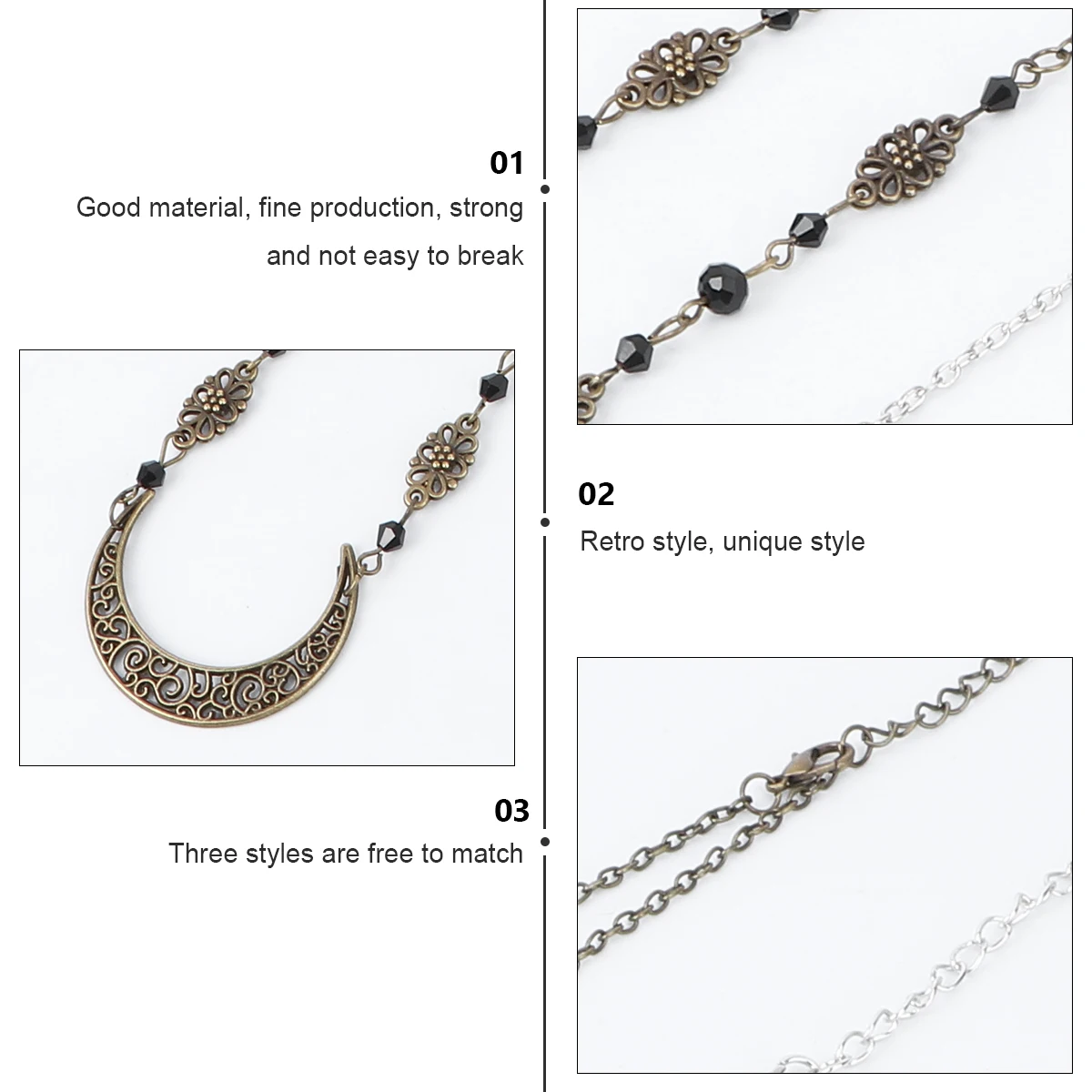 

3 Pcs Retro Chain Forehead Headdress European and American Headband Vintage