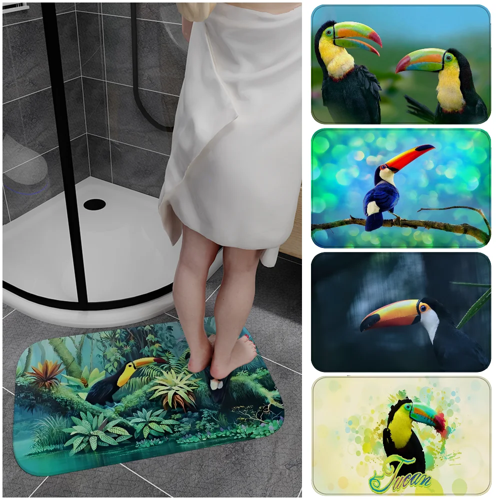 Toucan Birdb Bathroom Mat Retro Multiple Choice Living Room Kitchen Rug Non-Slip Bedside Mats