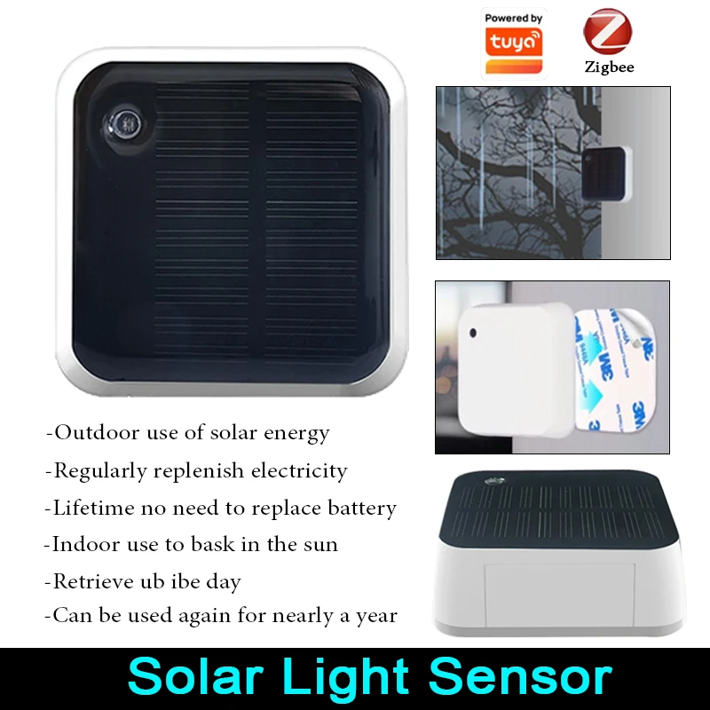 

Беспроводной интеллектуальный датчик солнечного света Tuya Zigbee с мониторингом яркости в реальном времени IP65 Водонепроницаемый наружный детектор яркости