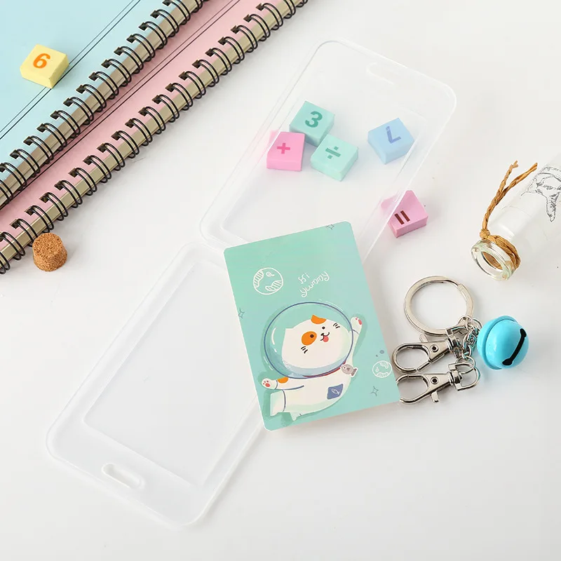 

Cute Cartoon Student Bus ID Card Cover Keychain Card Case for Women Men Kids Gift