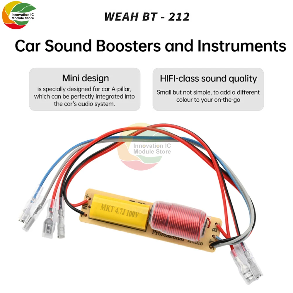 80W 2-way Frequency Divider HiFi High with Cable High-Low Frequency 2-way Crossover for Car Audio System Modification