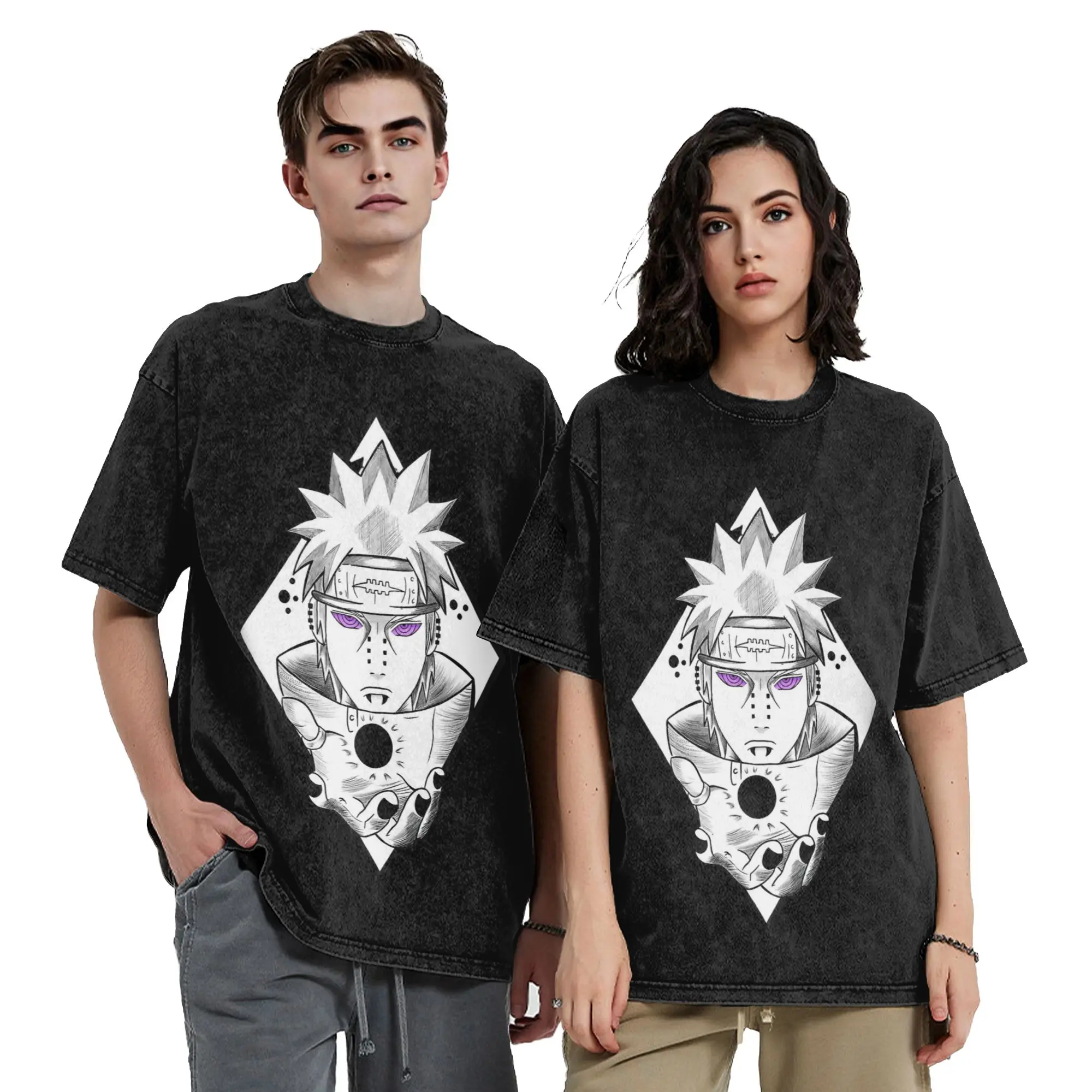 The real ghost Narutoes Anime T Shirt Hip Hop Washed 100% Cotton Oversize T-Shirt Men Women Tops Streetwear Summer Tops Tees