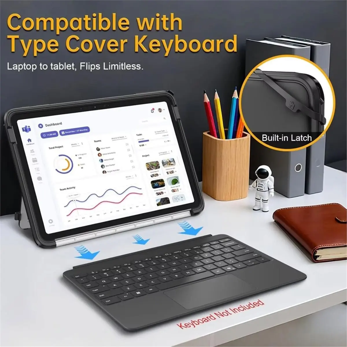 NEW FACTORY~Flip Cover Case for Pro 12 Inch 1st Edition (2025) Hard TPU Case Compatible with Type Cover Keyboard B