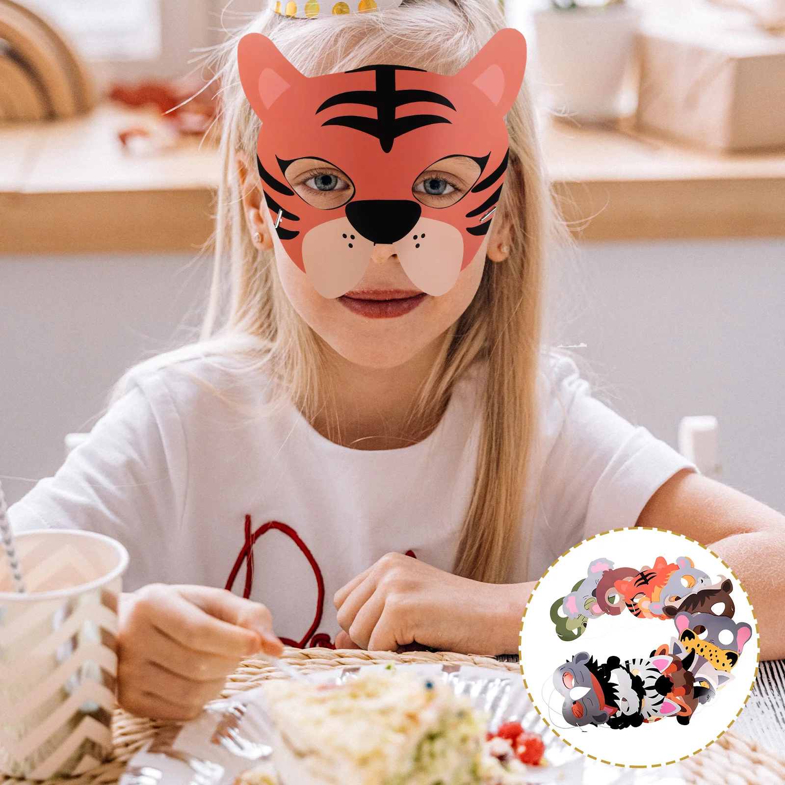

16Pcs Animal Paper Masks Cartoon Animal Design Halloween Costume Party Mask for Kids Birthday Birthday Decorations
