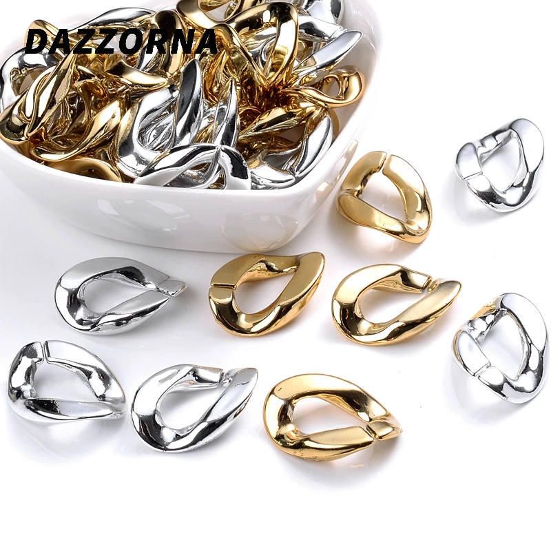 Bijoux JOLinks en plastique or argent, porte-clés à maillons en acrylique, collier, bracelet, cadeau exécutif, 16x23mm, lot de 30 pièces