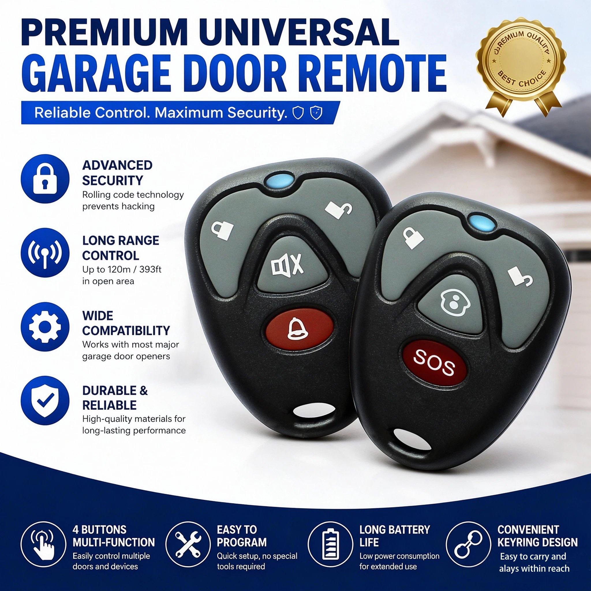 universal garage remote control electric gate 433 mhz garage door opener self-copying for fixed code