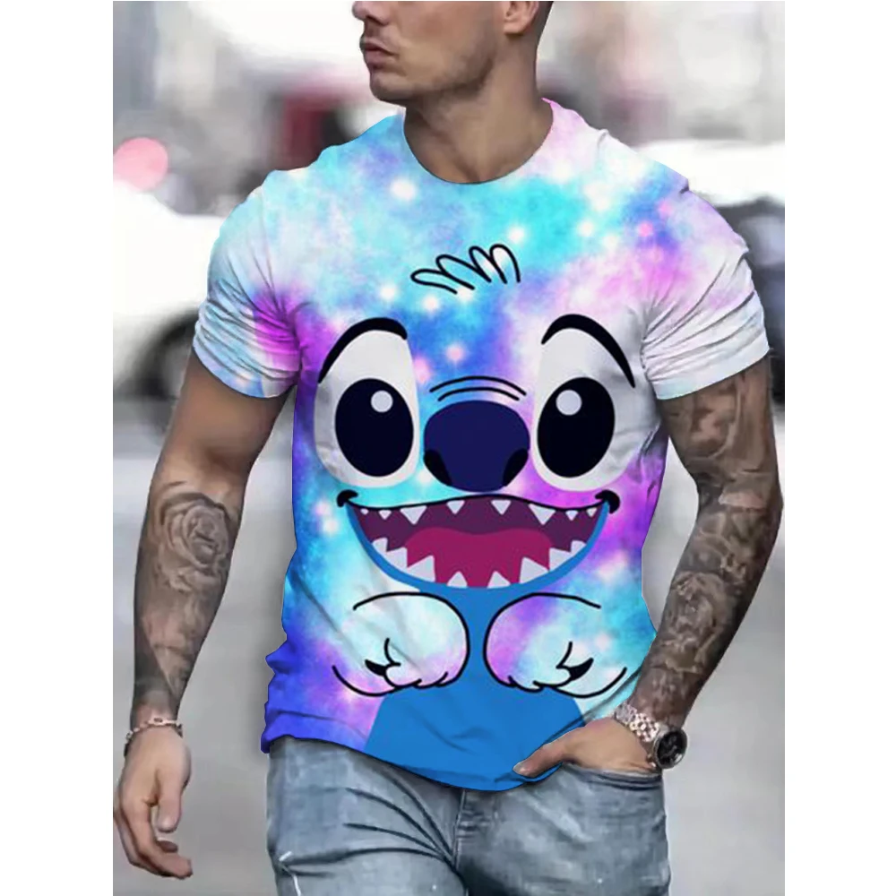 الترفيه ليلو وستيتش تي شيرت الرجال النساء Crewneck النقي ثلاثية الأبعاد الطباعة تي شيرت المتعثرة غرزة صورة تي شيرت حجم كبير الملبس