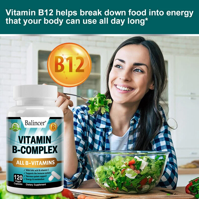 Vitamin B Complex - Supplement to support immune system, nerve health, energy and metabolism, mood support