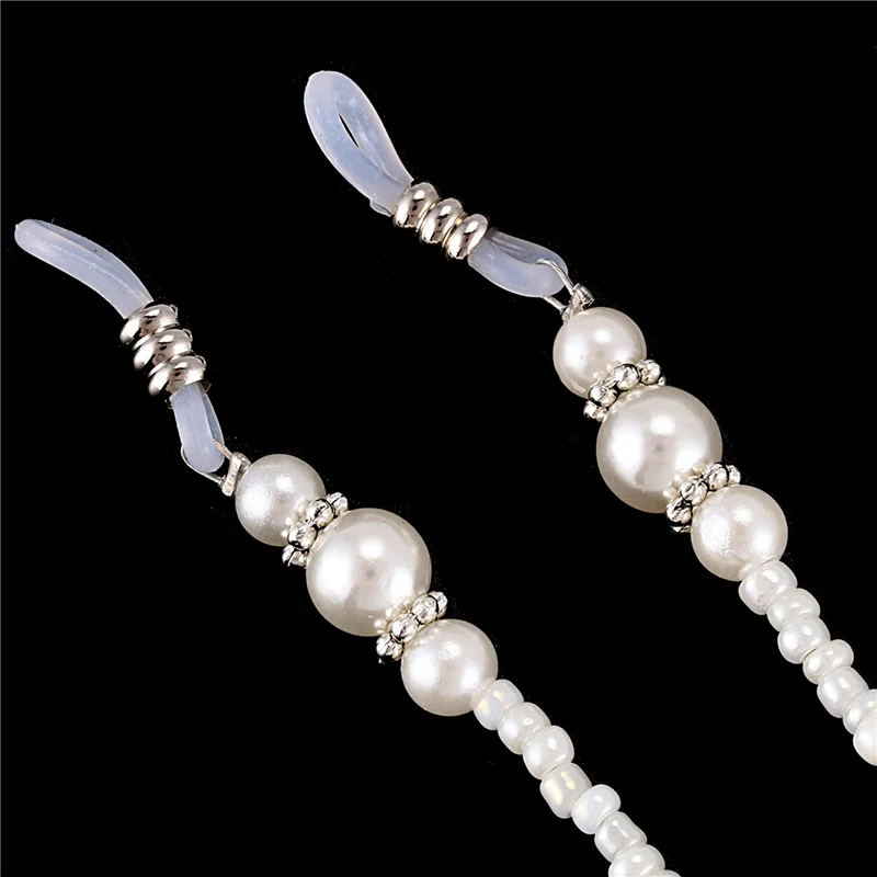 

AOAO-3X White Pearl Beaded Sunglass Eyeglasses Reading Glasses Chain Cord Holder