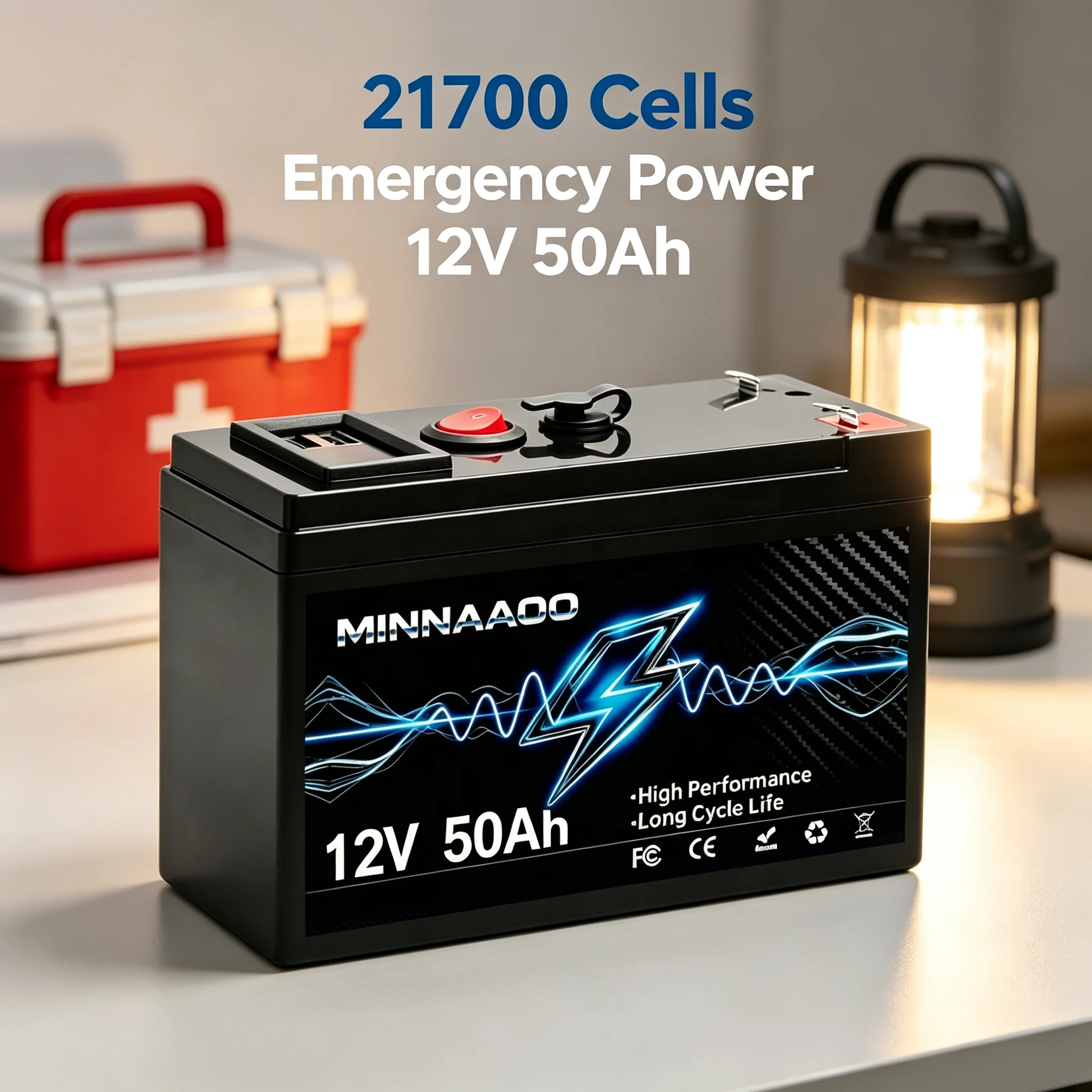 12V 50Ah 21700 Zellen LiFePO4 Batteriepack mit BMS-Schutz, wiederaufladbare Lithium-Batterie für Solarsysteme, Wohnmobile, Boote, Yachten