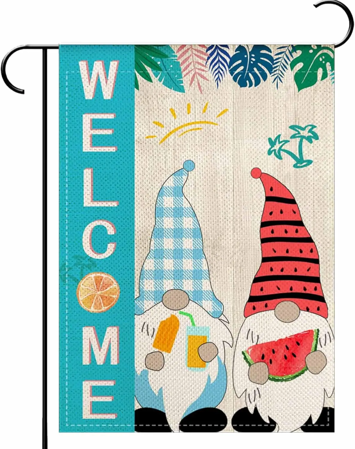 Welcome Summer Gnomes Garden Flags 12.5x18 Inch double sided Vertical Welcome Daisy Seasonal Yard Holiday Outdoor Burlap Gar yyi