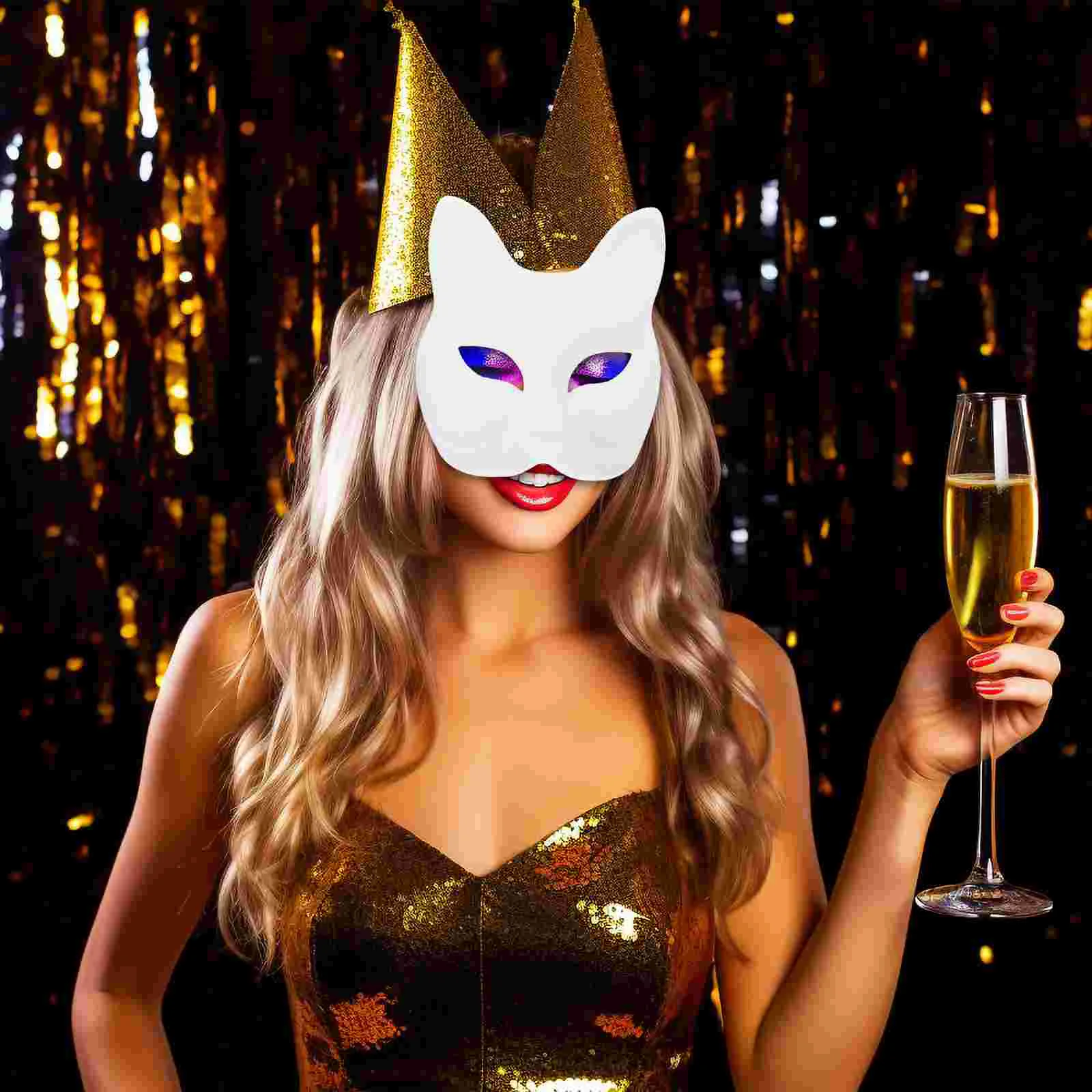 3 Pcs DIY Blank Hand Painted Fox Mask Masquerade Costume Paintable Handcraft Masks Halloween Facial