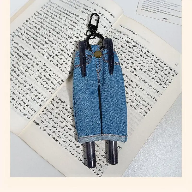 Ins Kreativer Mini-Jeansstoff-Stifthalter mit Clip, Vintage-Jeansrock-Stiftetui, Schlüsselanhänger, tragbare Stoff-Schreibwaren-Tasche – Detail 10