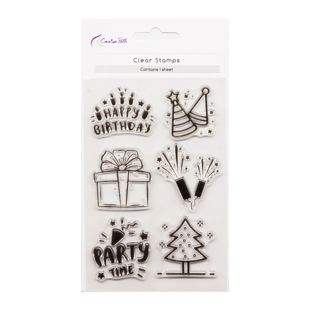 Creative Path Party Time Clear Siliconen Stempels Zelfinktende stempels voor kaartmaken Journaling Scrapbooking Planner DIY Crafting
