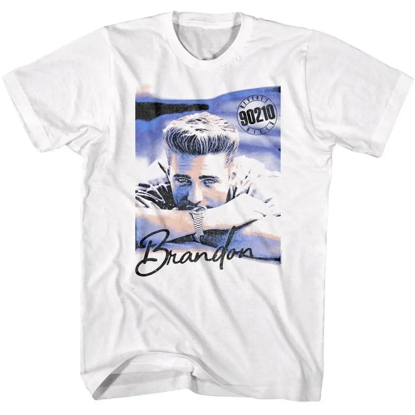 Camiseta Beverly Hills 90210 Brandon Gaze para hombre, estilo vintage lavado, a la moda, para uso diario, versátil, elegante, informal, ligeramente holgada