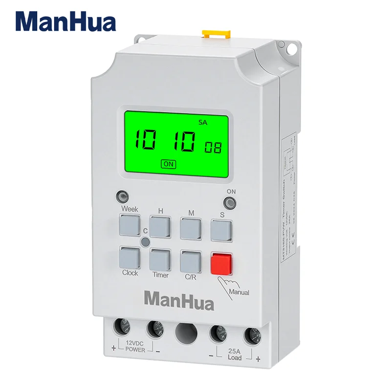 ManHua Digital Timer Switch DC 12V 25A MT316S-L Backlit Programmable Switch Timer Backlight Control for Home Automation Din Rail
