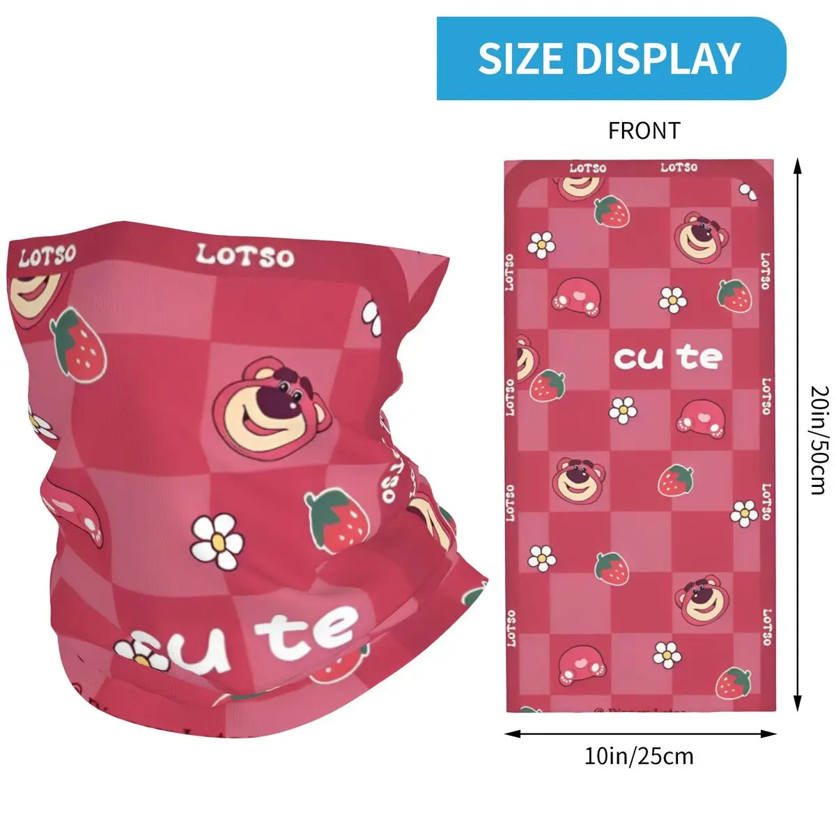 Lotso Strawberry Bear With Lattice Bandana Fashion Bicycle Mask Hiking Camping Windproof Balaclava Breathable Tactical Mask